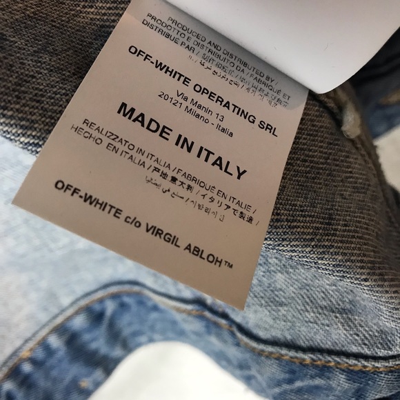 MEN’S OFF -WHITE AIRPORT TAPE DENIM JACKET MAIN LABEL VIRGIL ABLOH SZ MED - Picture 7 of 8